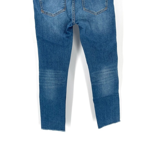 Anthropologie Pilcro Blue Mid-Rise Raw Hem Slim Straight Crop Ankle Jean Pants - Picture 9 of 12